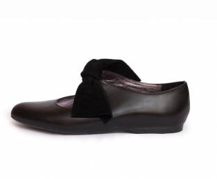 My ballerinas, crne, s mašnom od brušene kože