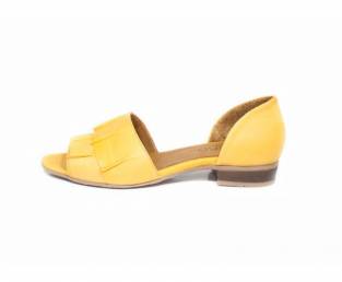 Bueno, ženska sandala, žuta, s detaljem, niska peta