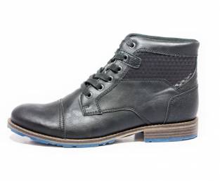 Men's ankle boots, black, with blue detail