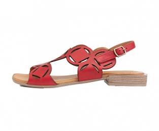Bueno kožna ženska sandala, crvena