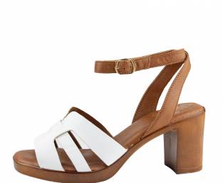 BQueen Borovo Women's sandals, White-brown